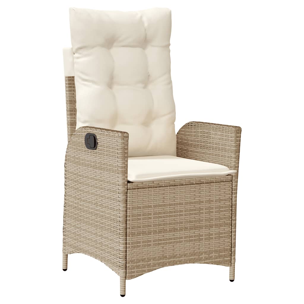 havestole 2 stk. med lænefunktion og hynder polyrattan beige