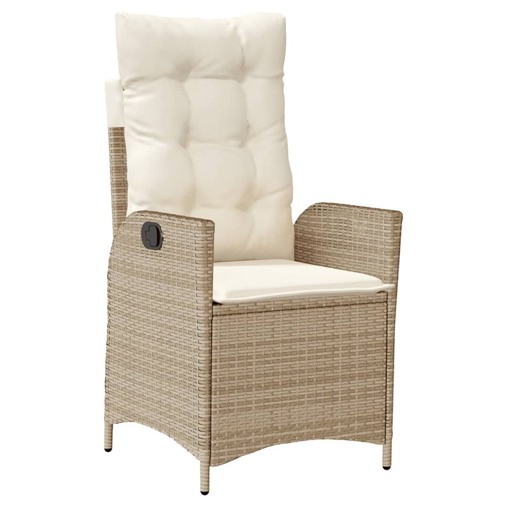 havestole 2 stk. med lænefunktion og hynder polyrattan beige