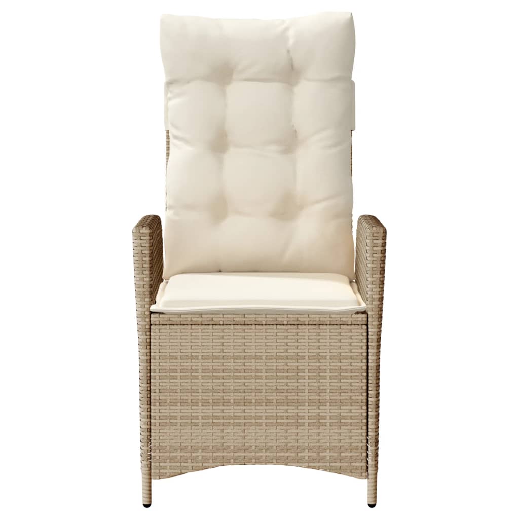 havestole 2 stk. med lænefunktion og hynder polyrattan beige
