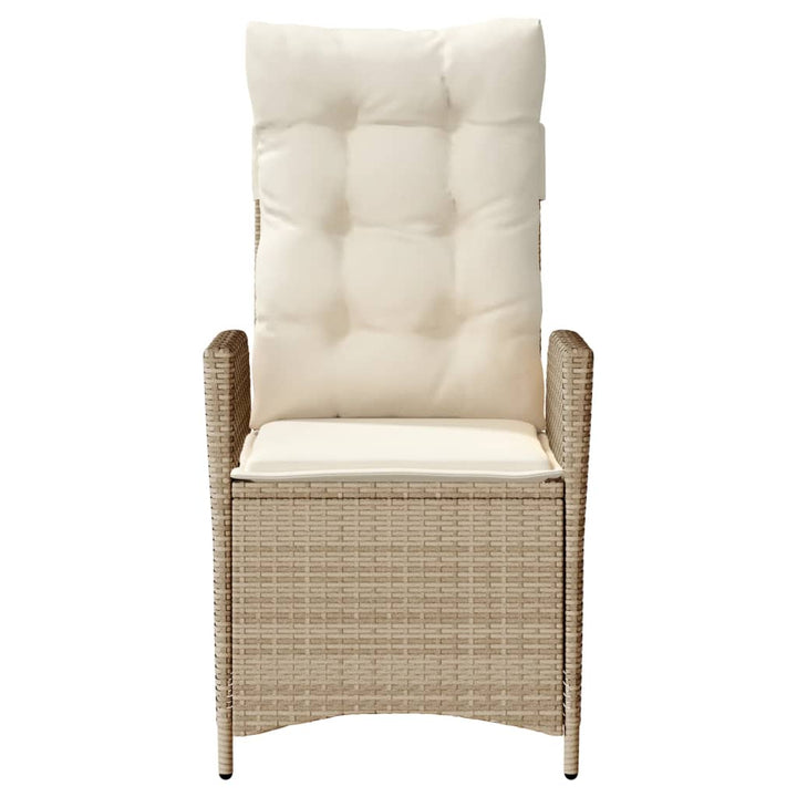 havestole 2 stk. med lænefunktion og hynder polyrattan beige