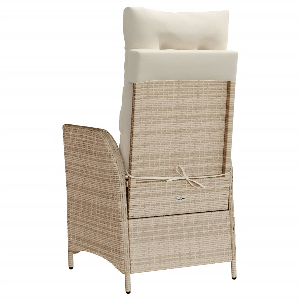havestole 2 stk. med lænefunktion og hynder polyrattan beige