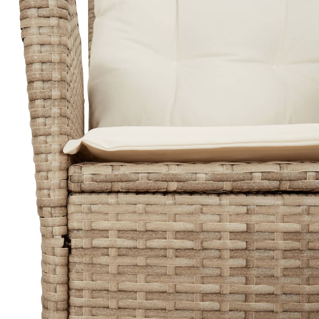 havestole 2 stk. med lænefunktion og hynder polyrattan beige
