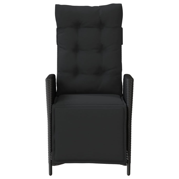 havestole 2 stk. med lænefunktion og fodstøtte polyrattan sort