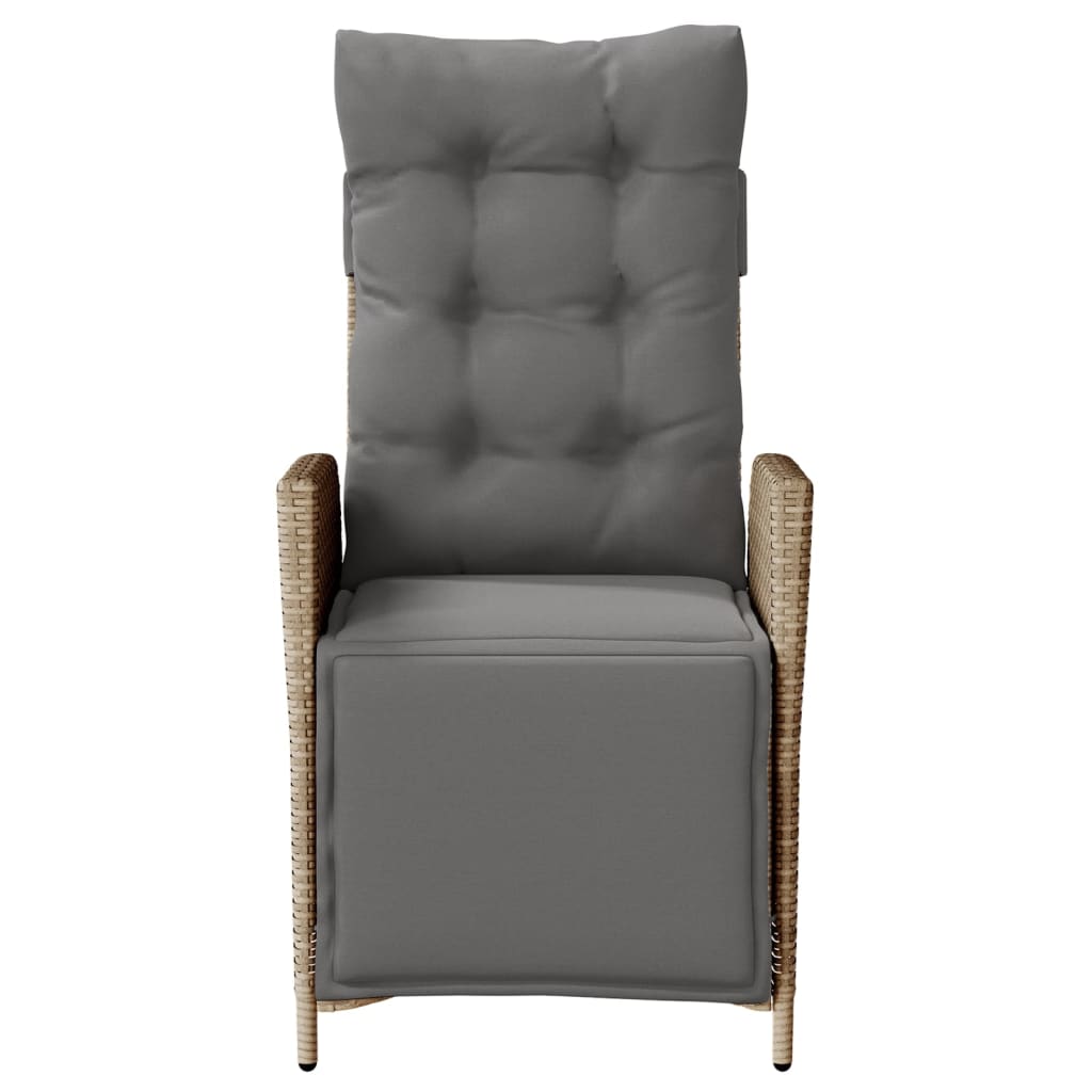 havestole 2 stk. lænefunktion og fodstøtte polyrattan beige