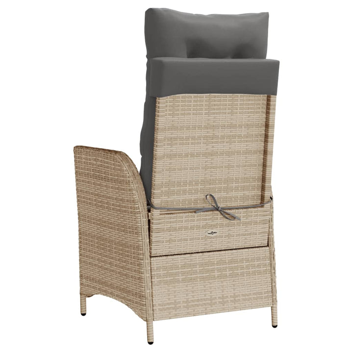 havestole 2 stk. lænefunktion og fodstøtte polyrattan beige