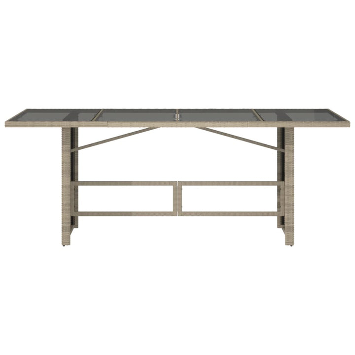 havebord med glastop 190x80x74 cm polyrattan lysegrå