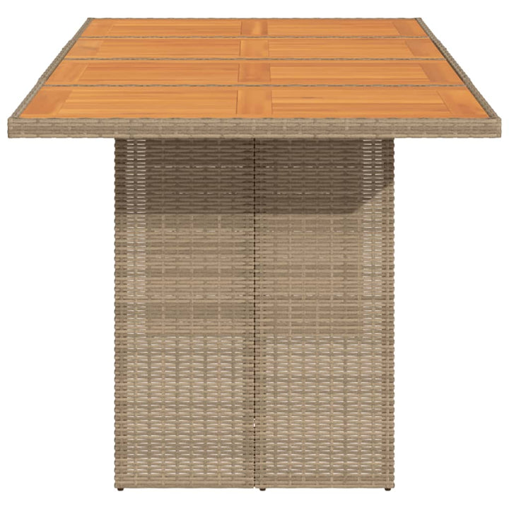havebord med top i akacietræ 190x80x74 cm polyrattan beige