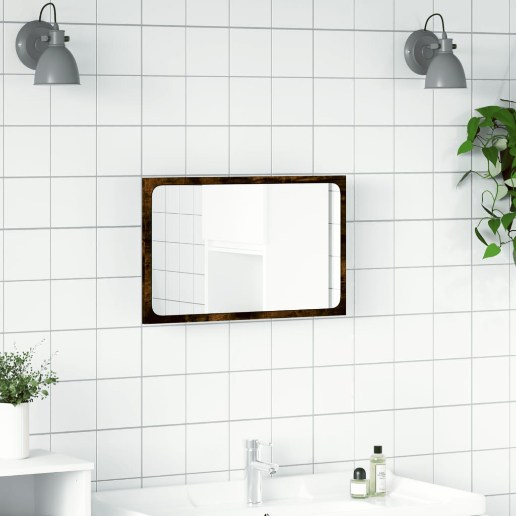 badeværelsesspejl m. LED 60x8,5x38 cm konstrueret træ sonoma-eg