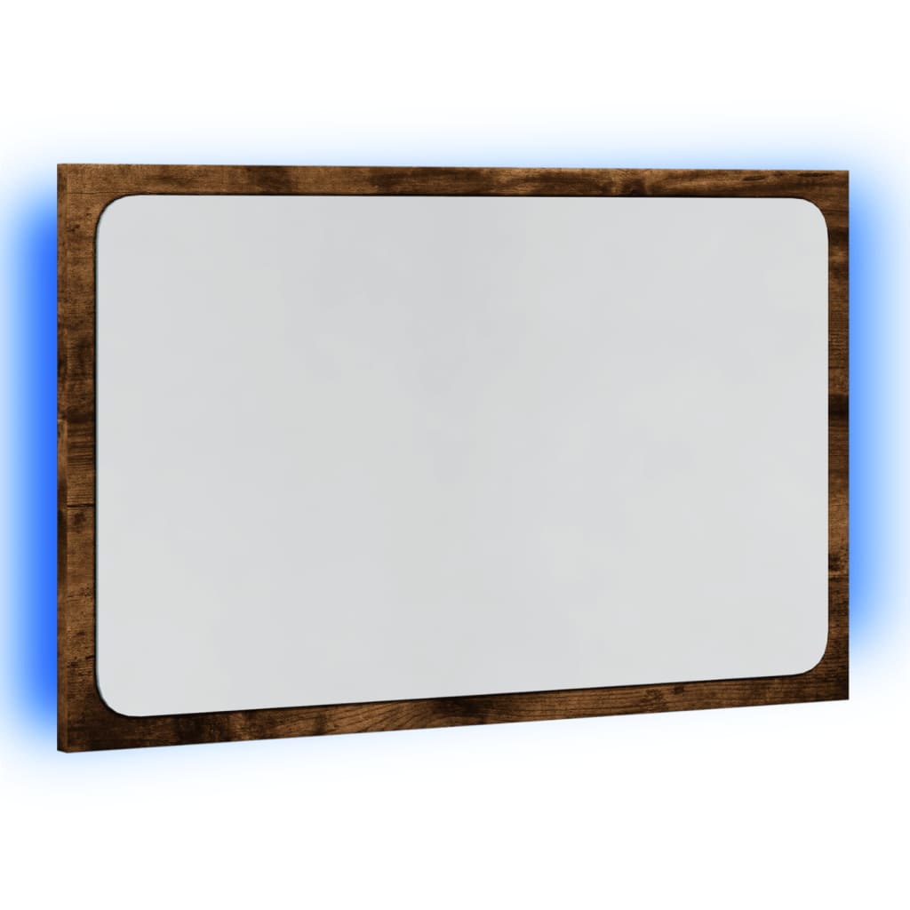 badeværelsesspejl m. LED 60x8,5x38 cm konstrueret træ sonoma-eg