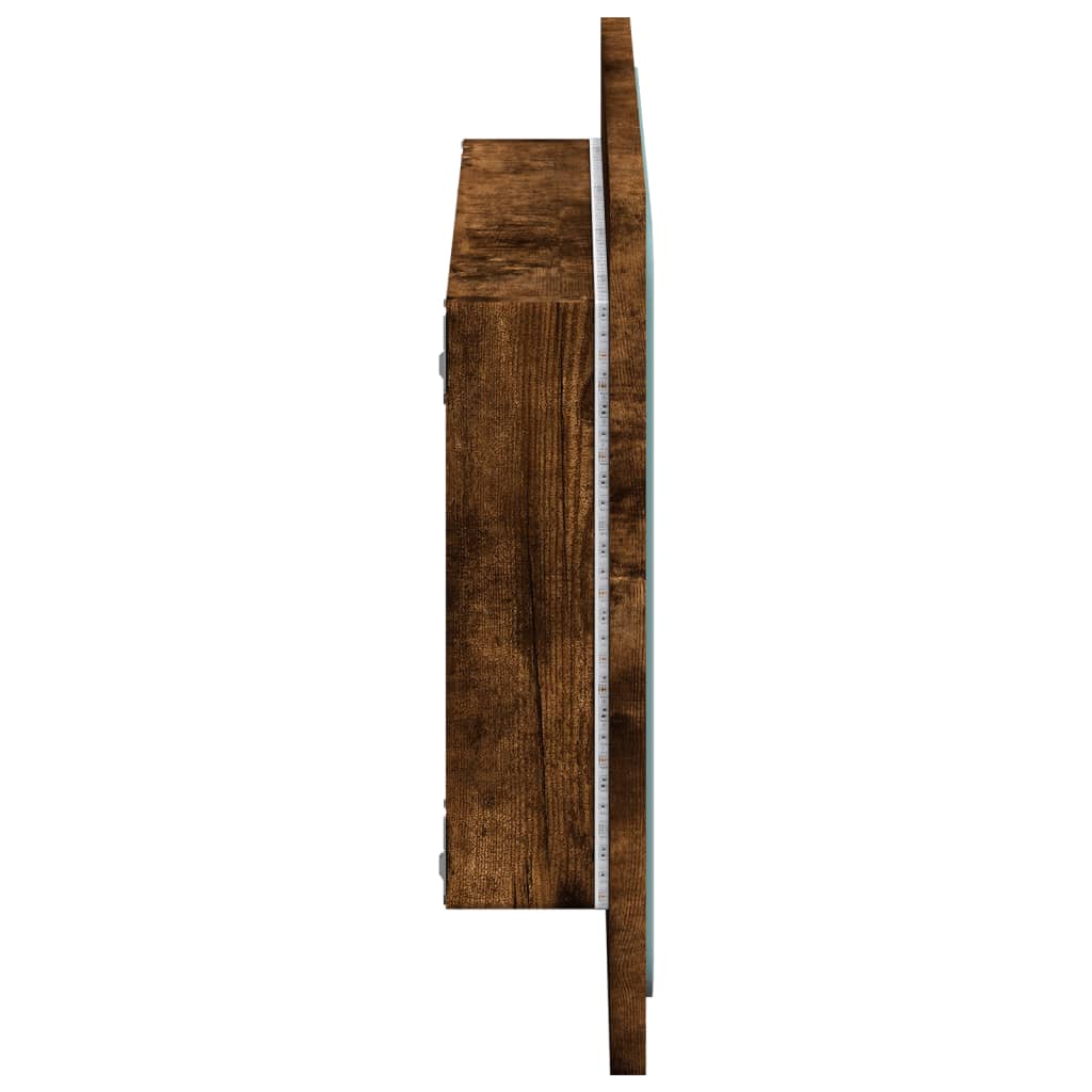 badeværelsesspejl m. LED 60x8,5x38 cm konstrueret træ sonoma-eg