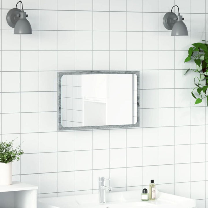 LED-badeværelsesspejl 60x8,5x38 cm konstrueret træ grå sonoma