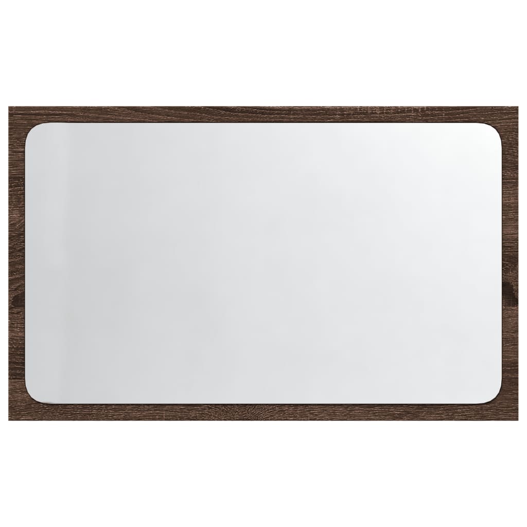badeværelsesspejl m. LED 60x8,5x38 cm konstrueret træ brunt eg