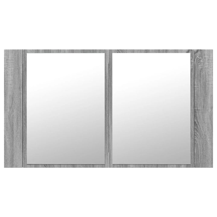 skab med spejl og LED-lys 80x12x45 cm akryl grå sonoma-eg