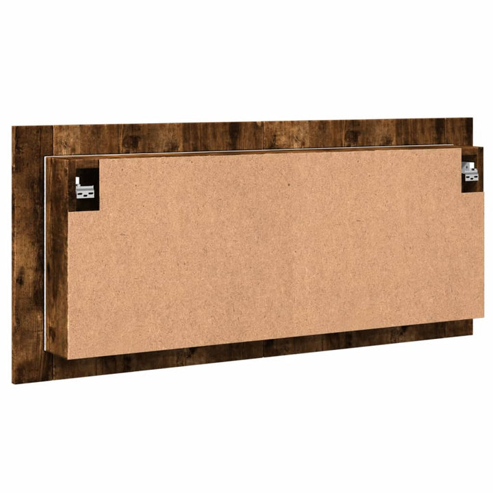 badeværelsesskab m. spejl og LED-lys 100x12x45 cm røget eg