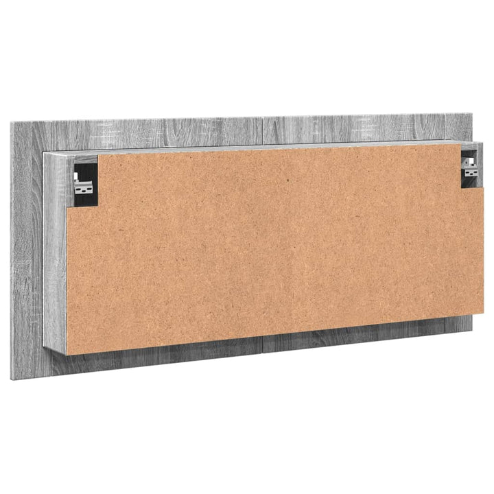 badeværelsesskab m. spejl og LED-lys 100x12x45 cm grå sonoma-eg