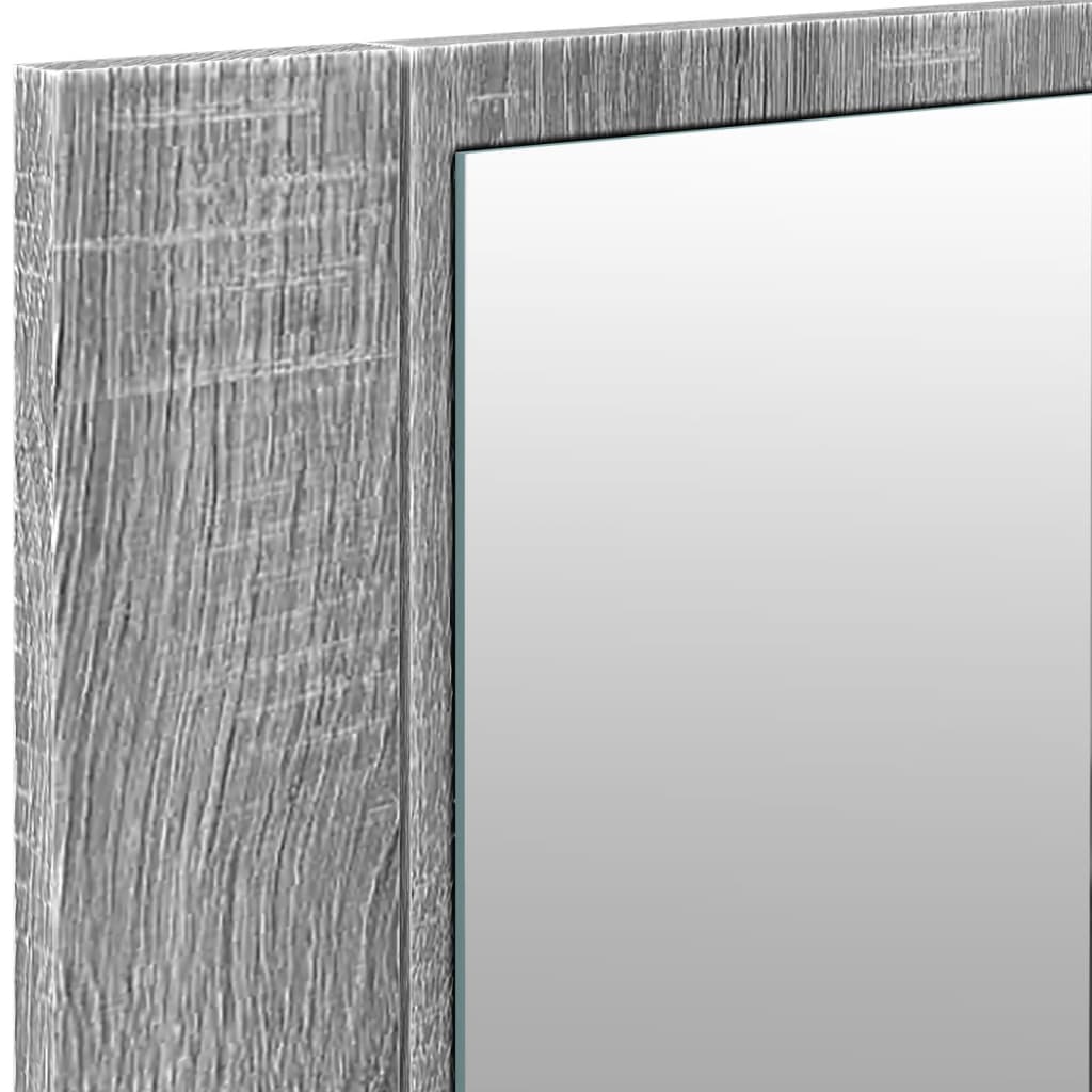 badeværelsesskab m. spejl og LED-lys 100x12x45 cm grå sonoma-eg