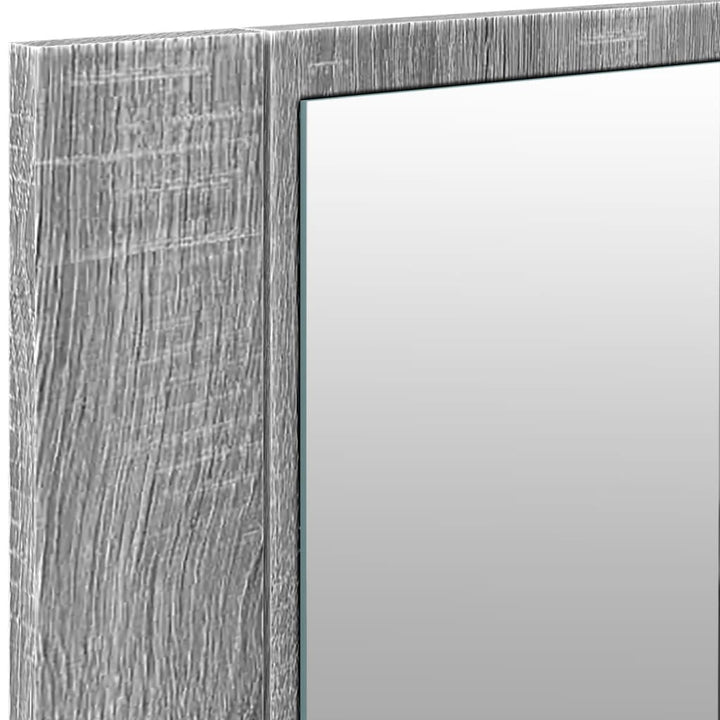 badeværelsesskab m. spejl og LED-lys 100x12x45 cm grå sonoma-eg