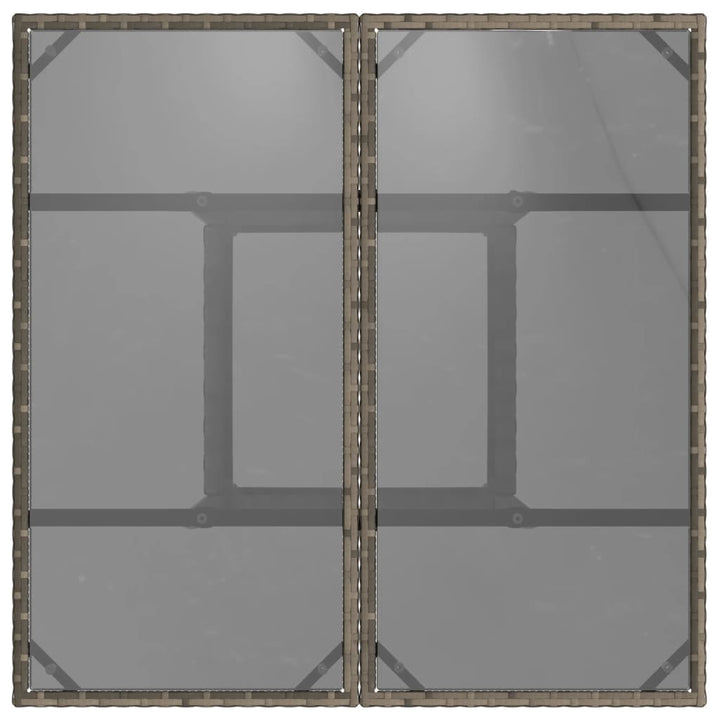 havebord med glastop 80x80x75 cm polyrattan grå
