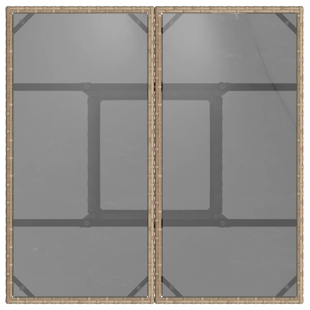 havebord med glastop 80x80x75 cm polyrattan beige