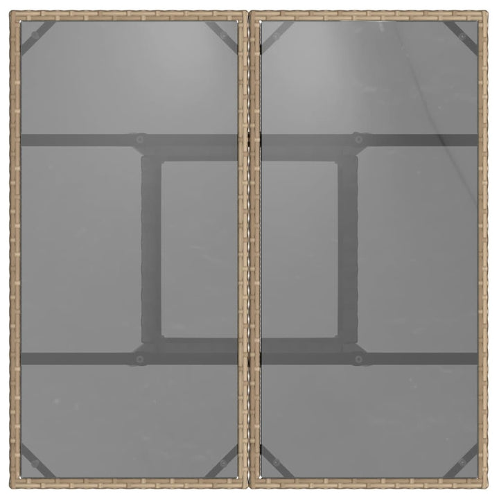 havebord med glastop 80x80x75 cm polyrattan beige