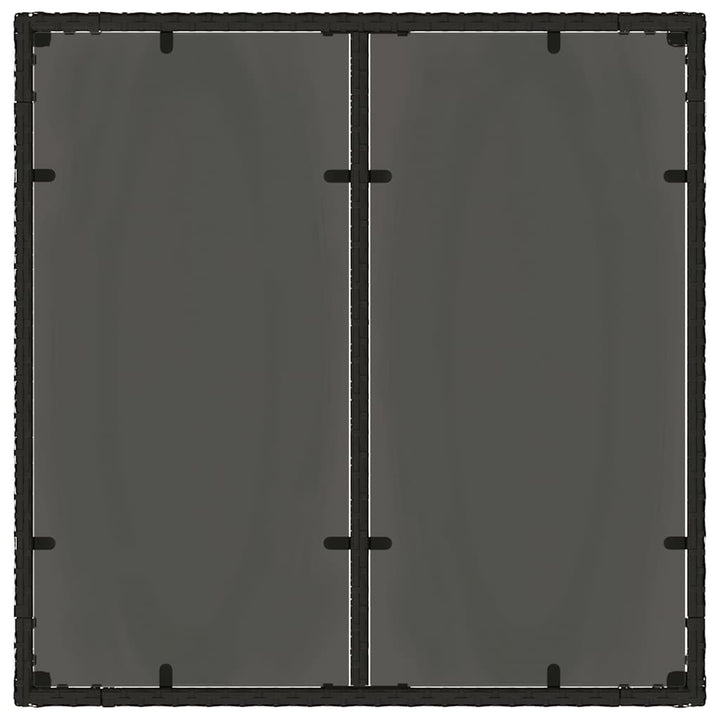 havebord med glastop 90x90x75 cm polyrattan sort