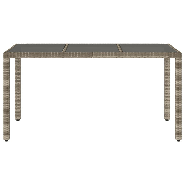 havebord med glastop 150x90x75 cm polyrattan grå