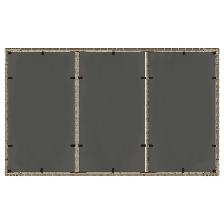 havebord med glastop 150x90x75 cm polyrattan grå