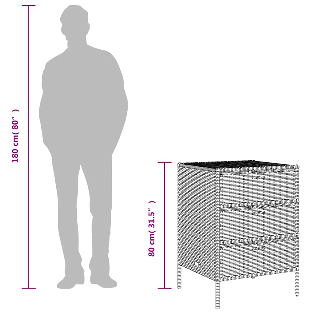opbevaringsskab til haven 55x59x80 cm polyrattan grå