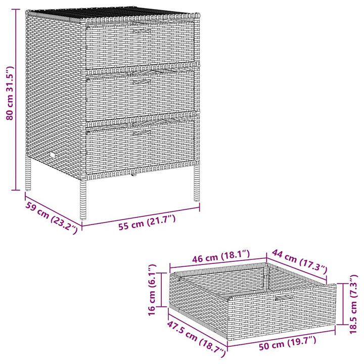 opbevaringsskab til haven 55x59x80 cm polyrattan beige