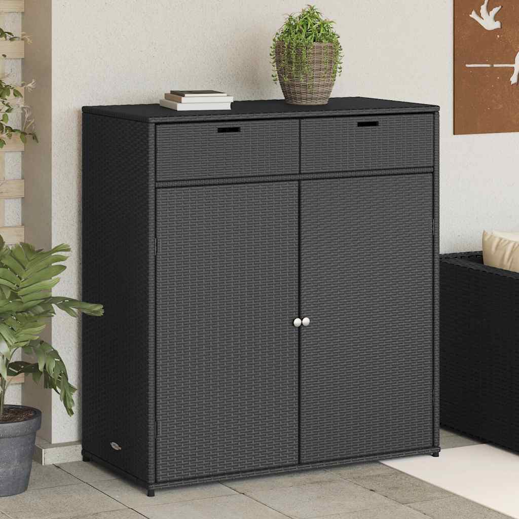 opbevaringsskab til haven 105x55x113 cm polyrattan sort