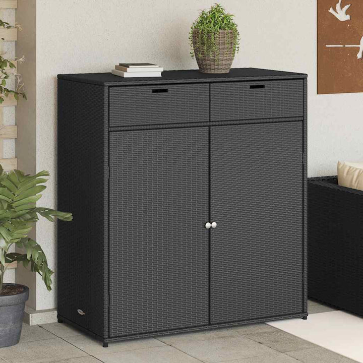 opbevaringsskab til haven 105x55x113 cm polyrattan sort