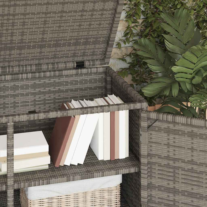 opbevaringsskab til haven 110x55x60,5 cm polyrattan grå