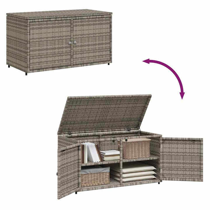 opbevaringsskab til haven 110x55x60,5 cm polyrattan grå
