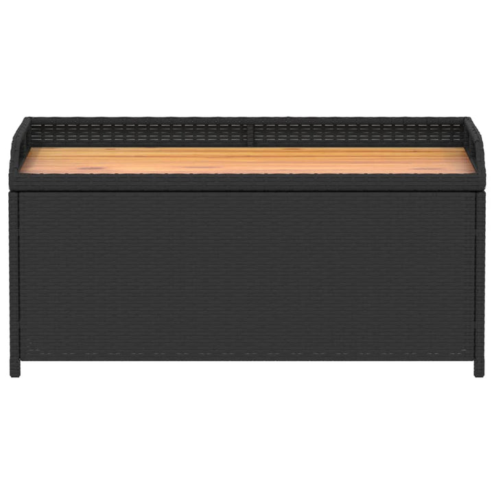 opbevaringsbænk 100x50x52 cm polyrattan og akacietræ sort
