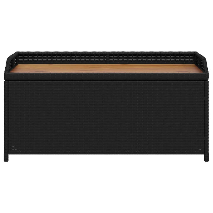 opbevaringsbænk 100x50x52 cm polyrattan og akacietræ sort