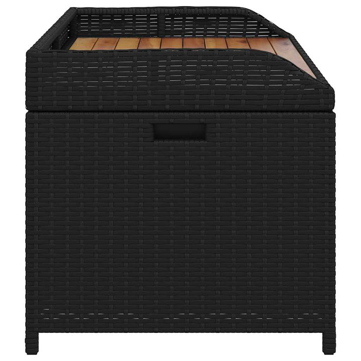 opbevaringsbænk 100x50x52 cm polyrattan og akacietræ sort