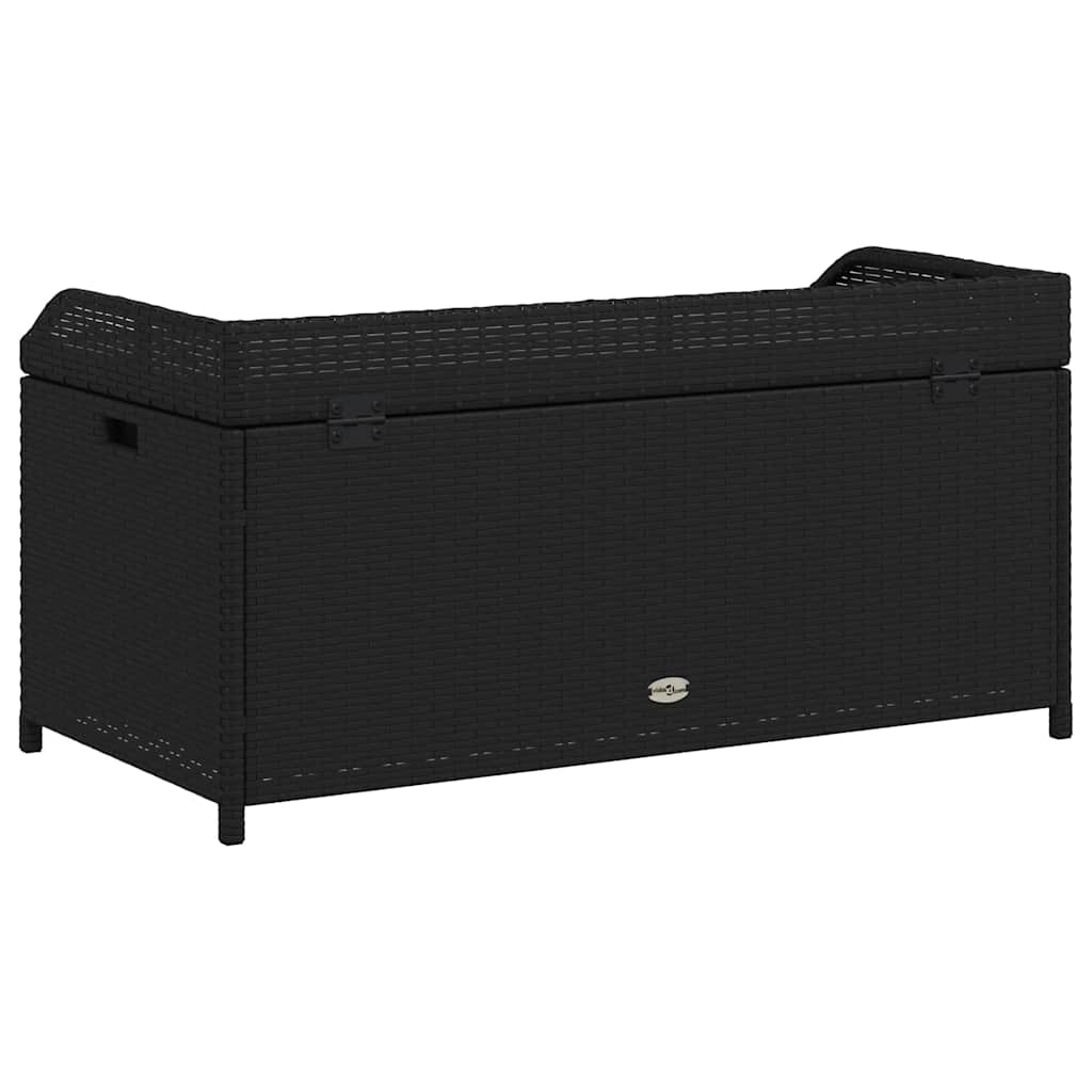opbevaringsbænk 100x50x52 cm polyrattan og akacietræ sort