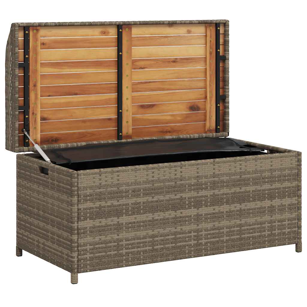 opbevaringsbænk 100x50x52 cm polyrattan og akacietræ grå