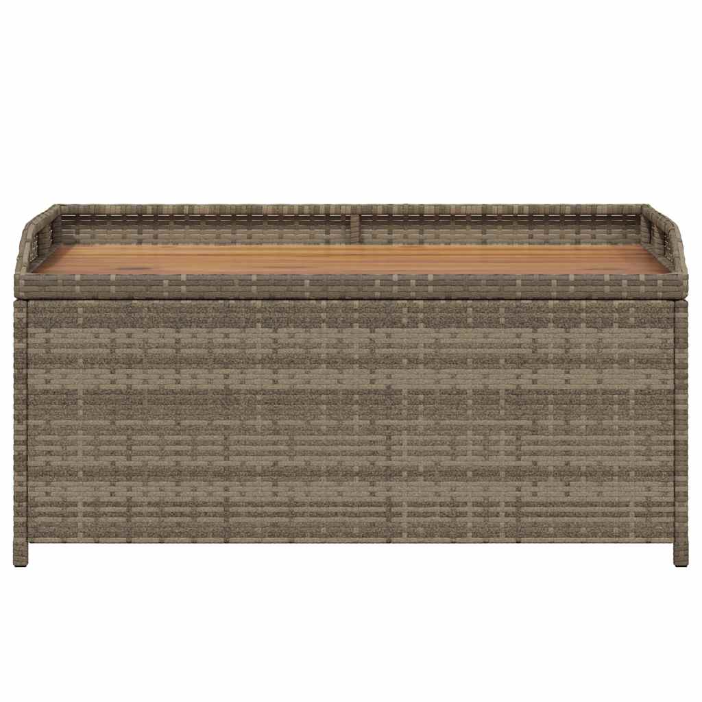 opbevaringsbænk 100x50x52 cm polyrattan og akacietræ grå