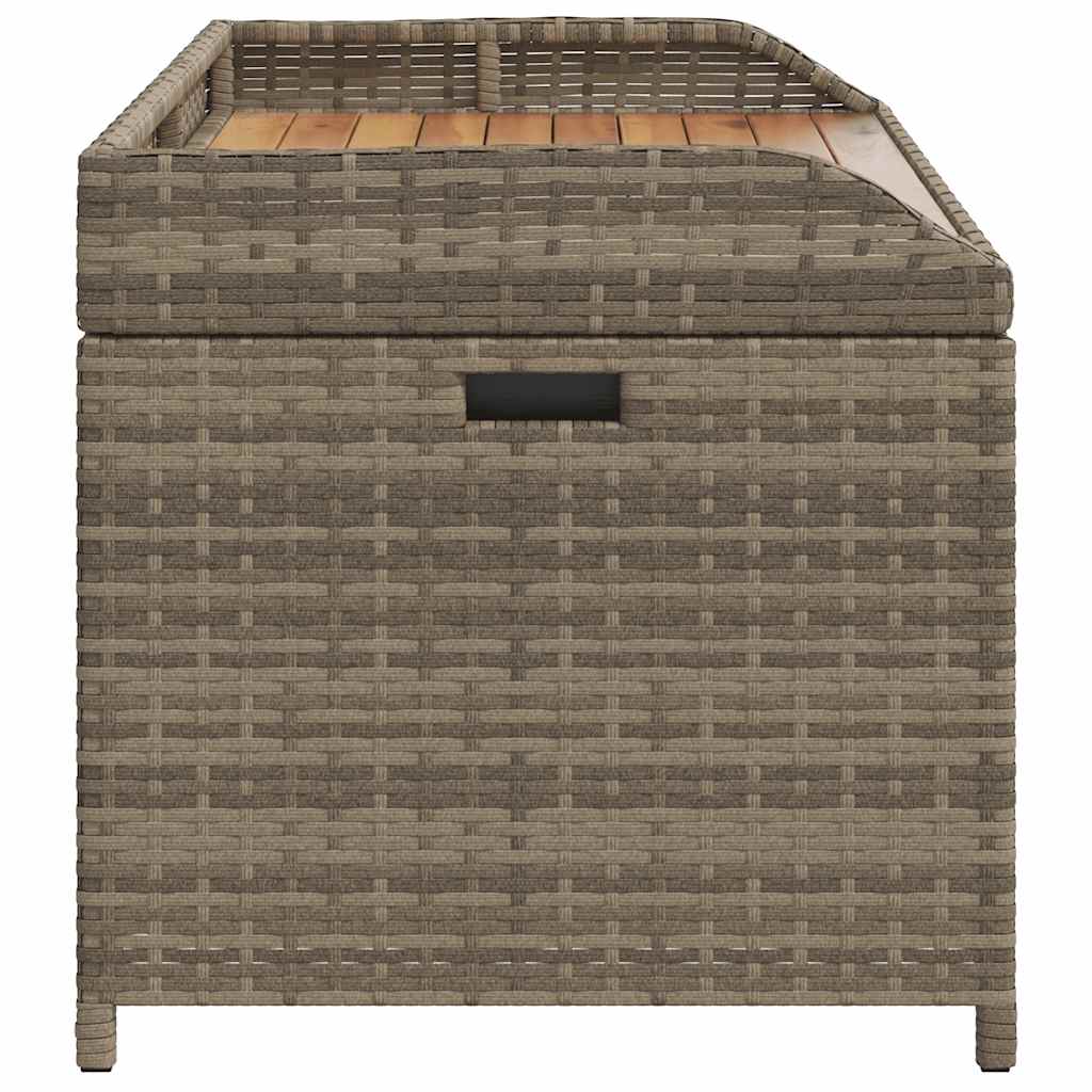 opbevaringsbænk 100x50x52 cm polyrattan og akacietræ grå