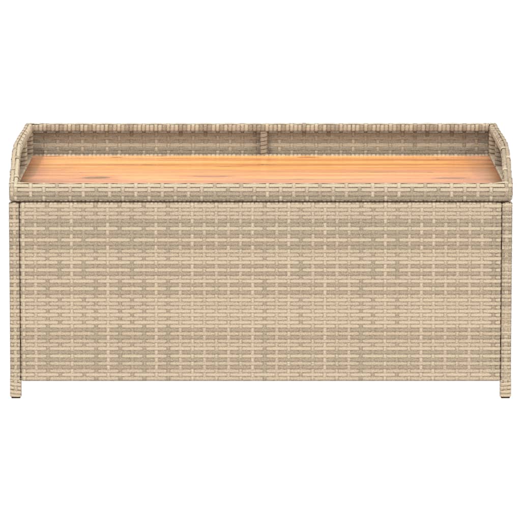 opbevaringsbænk 100x50x52 cm polyrattan og akacietræ beige