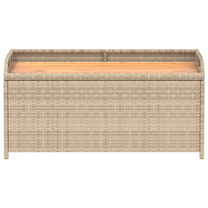 opbevaringsbænk 100x50x52 cm polyrattan og akacietræ beige