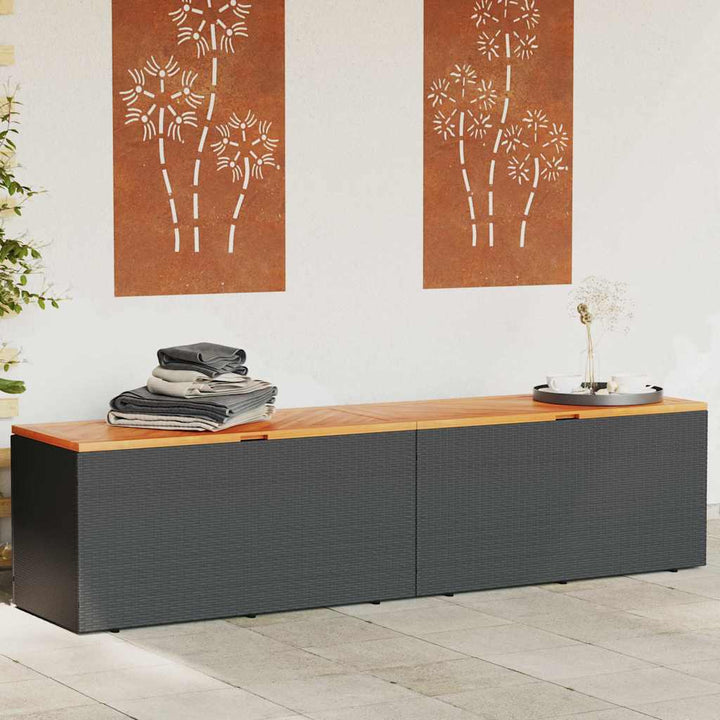 opbevaringsboks til haven 220x50x54 cm polyrattan akacie sort