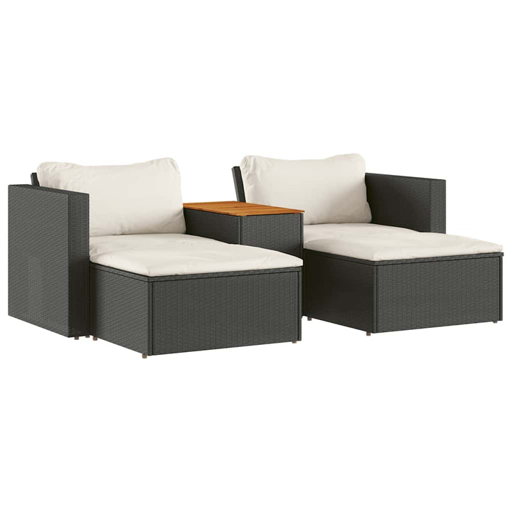 sofasæt til haven 5 dele med hynder polyrattan akacietræ sort