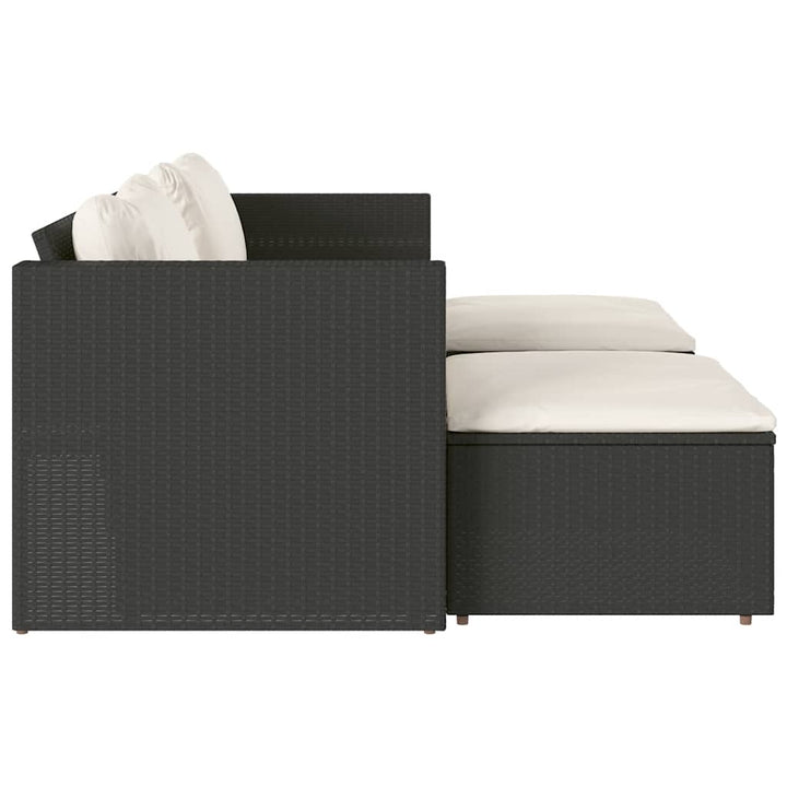 sofasæt til haven 5 dele med hynder polyrattan akacietræ sort