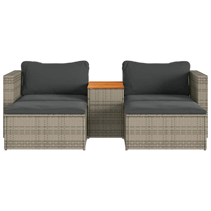 sofasæt 5 dele med hynder polyrattan akacietræ grå