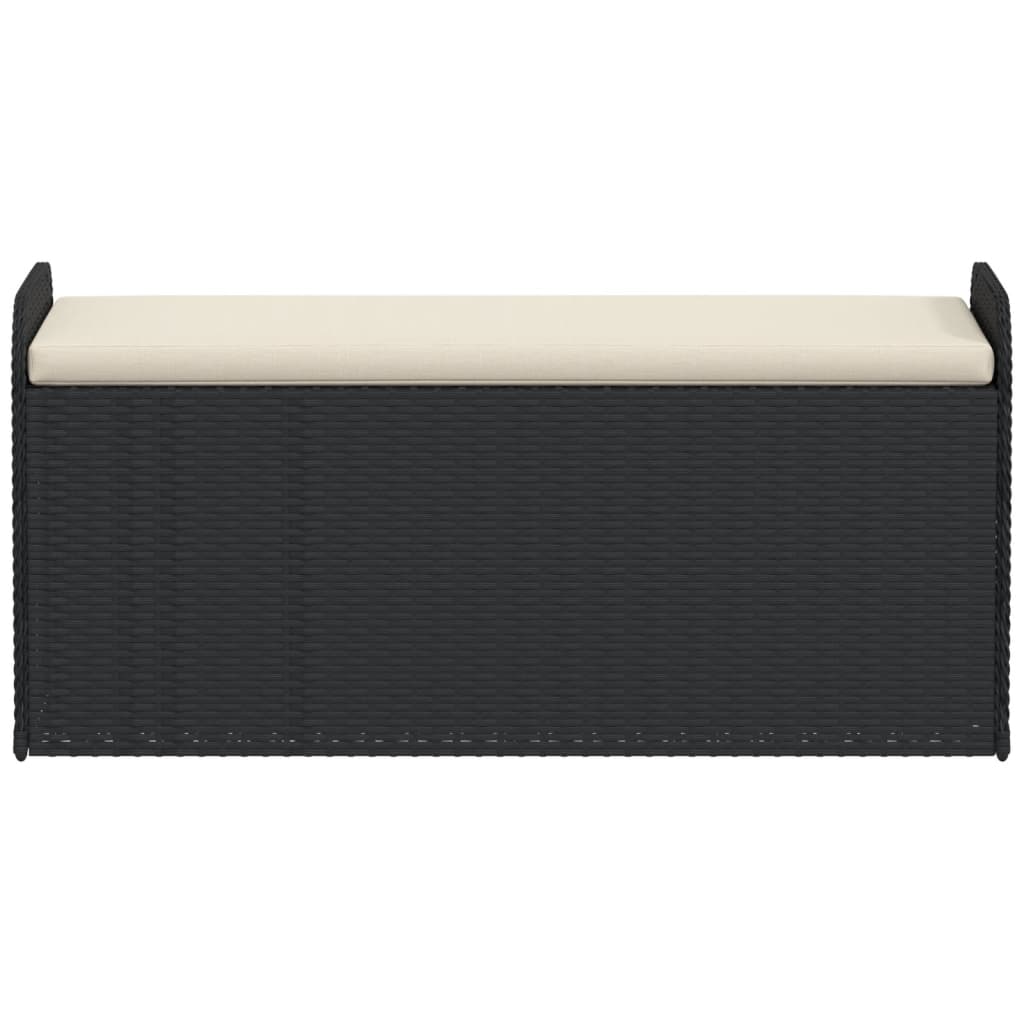 opbevaringsbænk med hynde 115x51x52 cm polyrattan sort