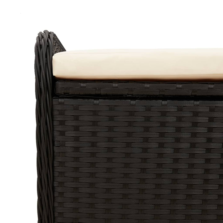 opbevaringsbænk med hynde 115x51x52 cm polyrattan sort