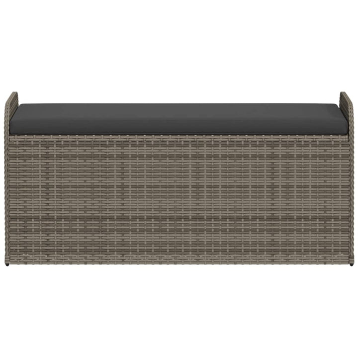 opbevaringsbænk med hynde 115x51x52 cm polyrattan grå