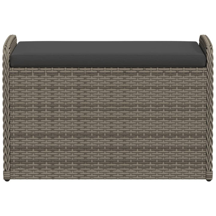 opbevaringsbænk med hynde 80x51x52 cm polyrattan grå